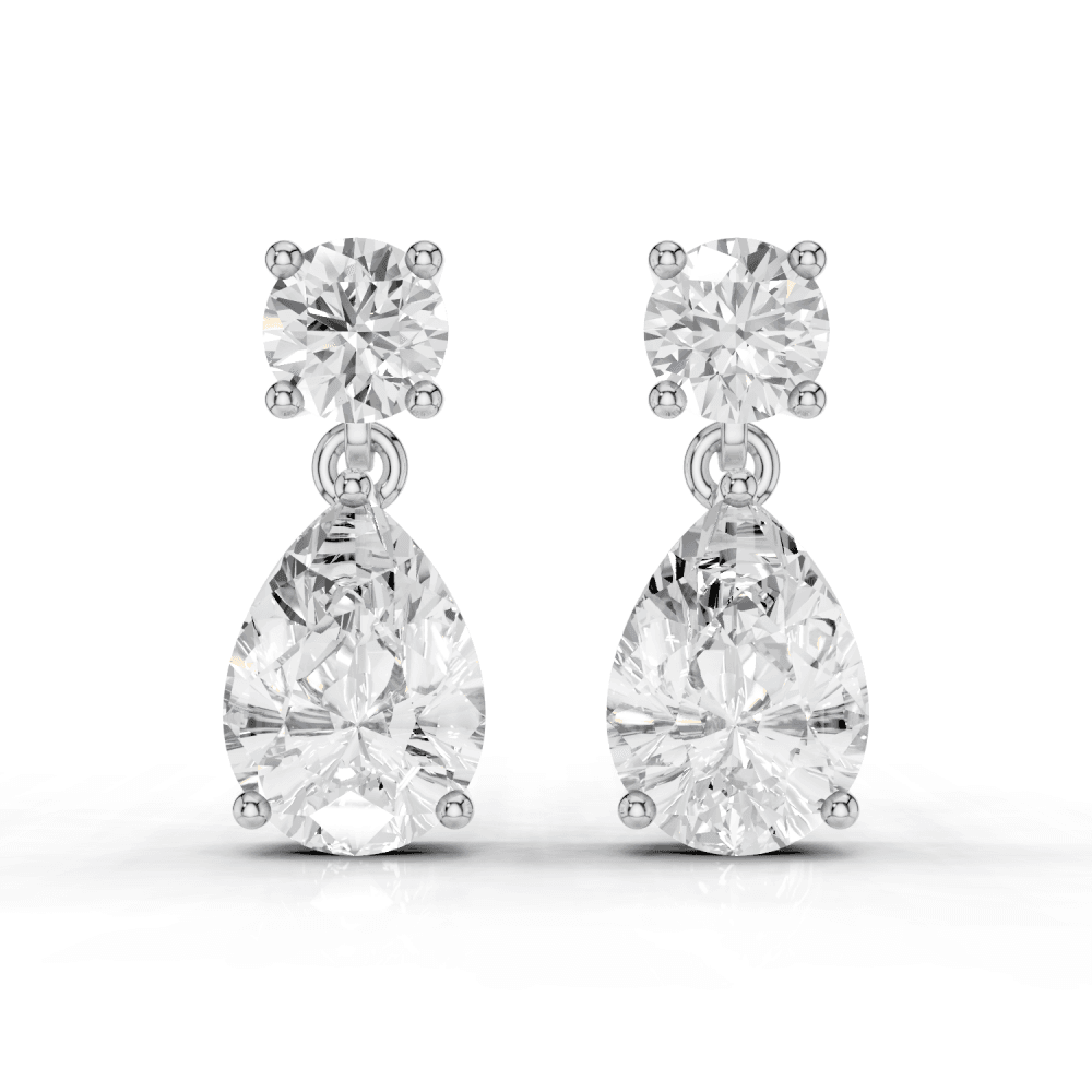 2.5ct Round and Pear Cut Drop Earrings