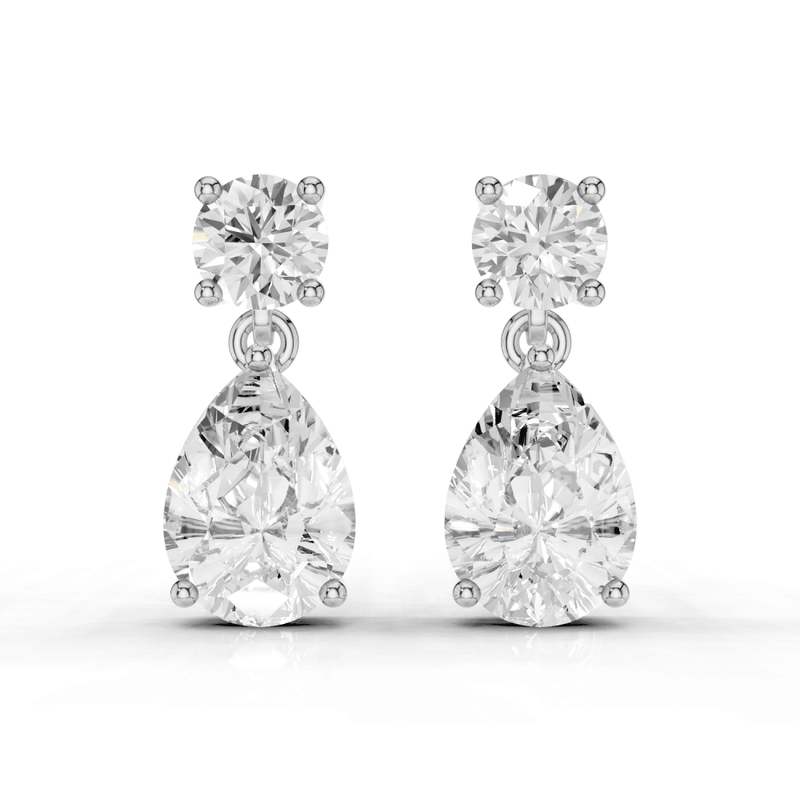 2.5ct Round and Pear Cut Drop Earrings