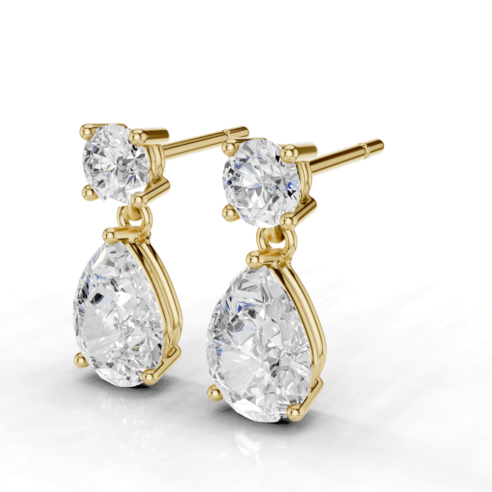 2.5ct Round and Pear Cut Drop Earrings