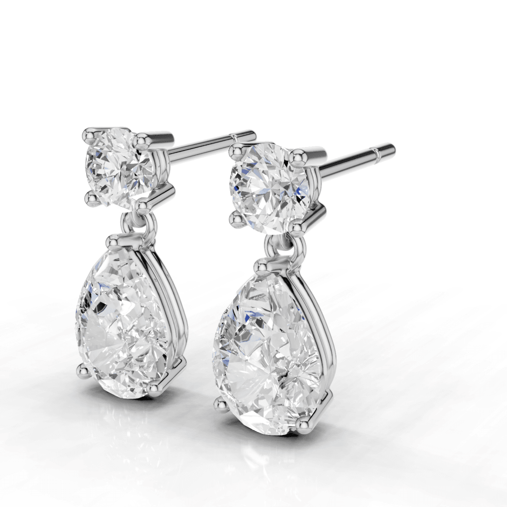2.5ct Round and Pear Cut Drop Earrings