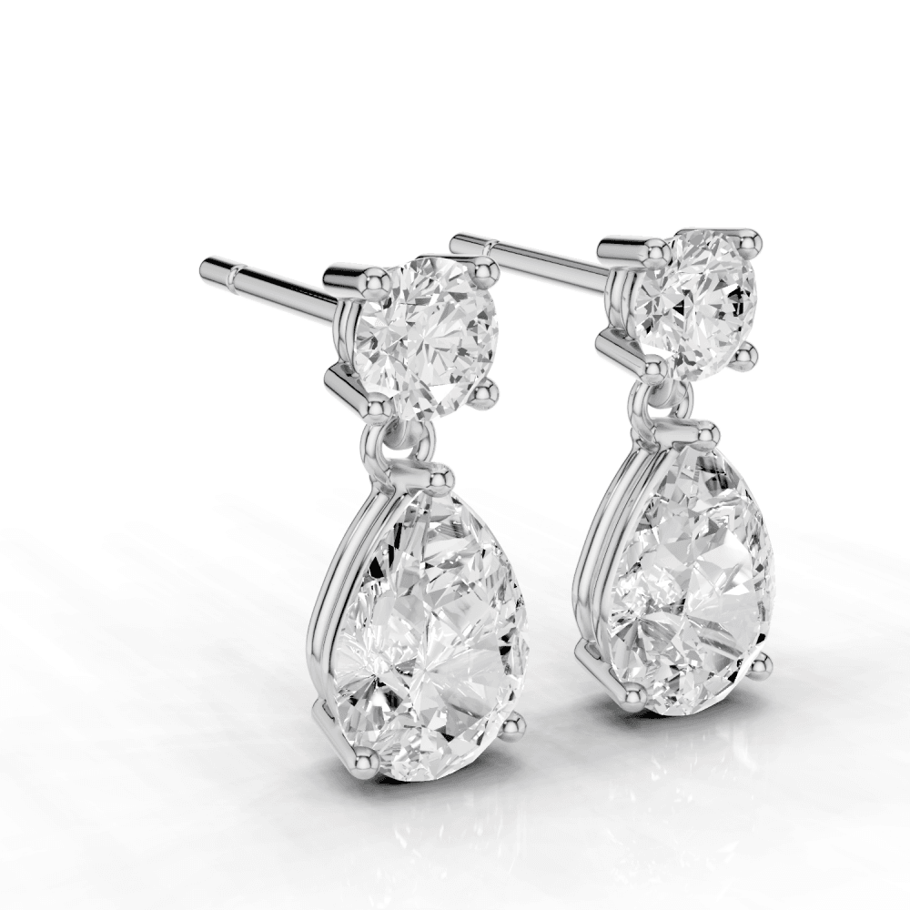 2.5ct Round and Pear Cut Drop Earrings