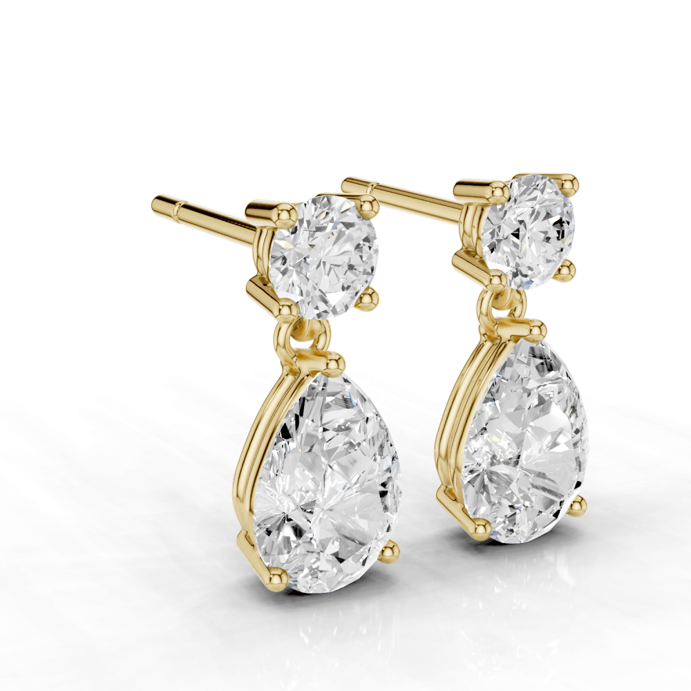 2.5ct Round and Pear Cut Drop Earrings