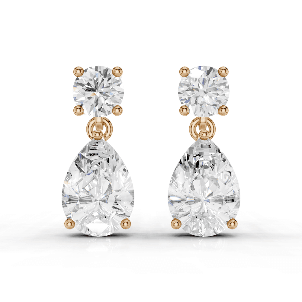 2.5ct Round and Pear Cut Drop Earrings