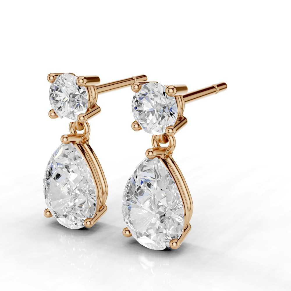 2.5ct Round and Pear Cut Drop Earrings