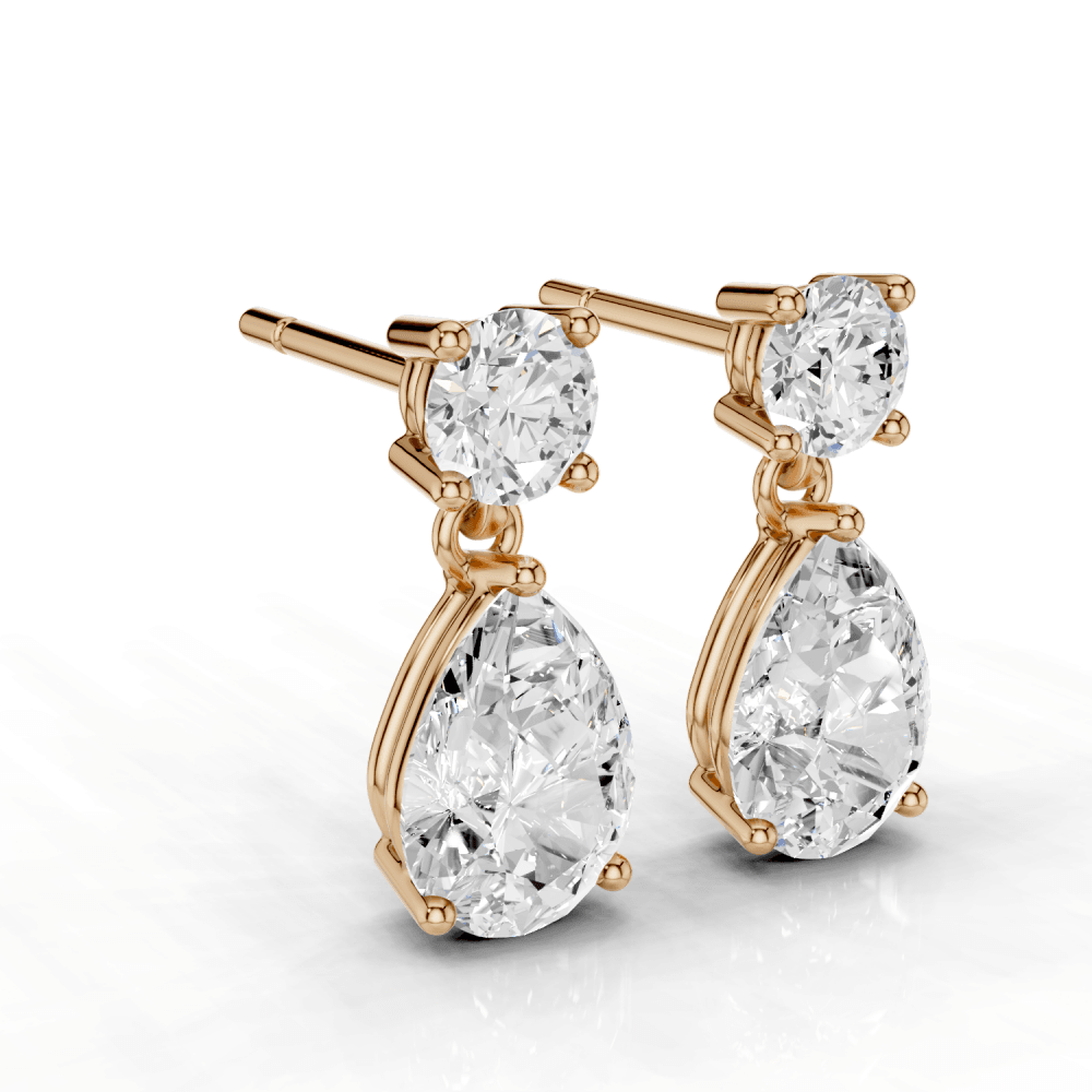 2.5ct Round and Pear Cut Drop Earrings