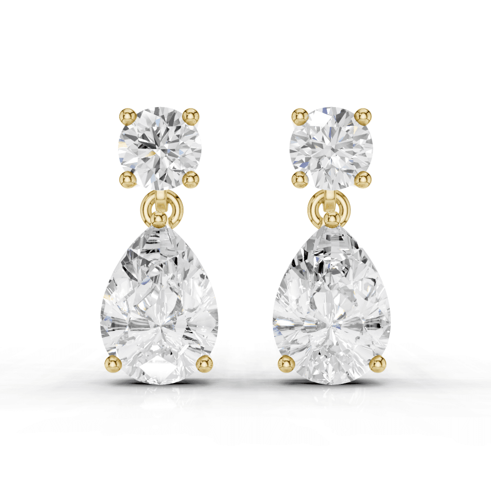 2.5ct Round and Pear Cut Drop Earrings