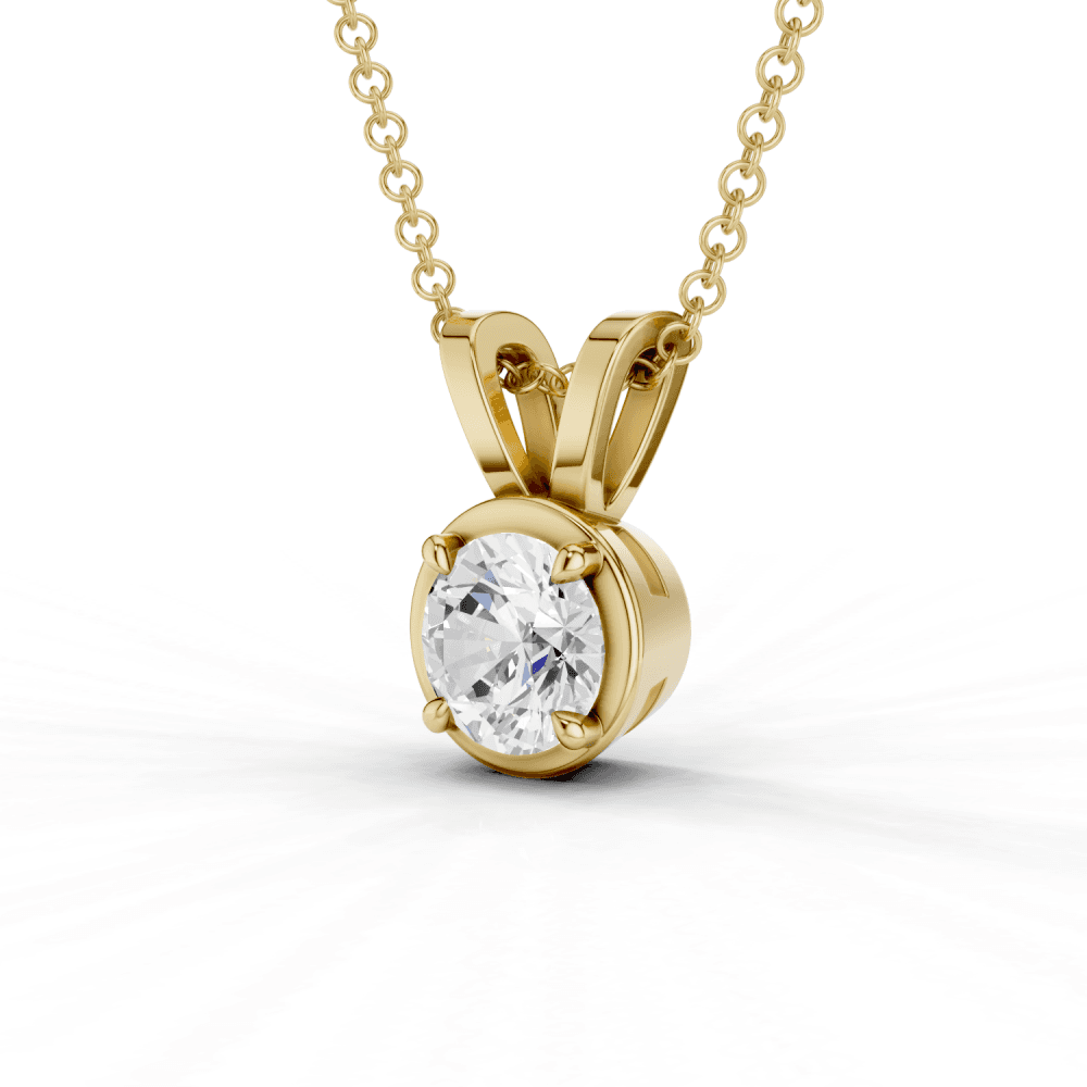 Round Cut Diamond 4 Claw Bezel Pendant Necklace
