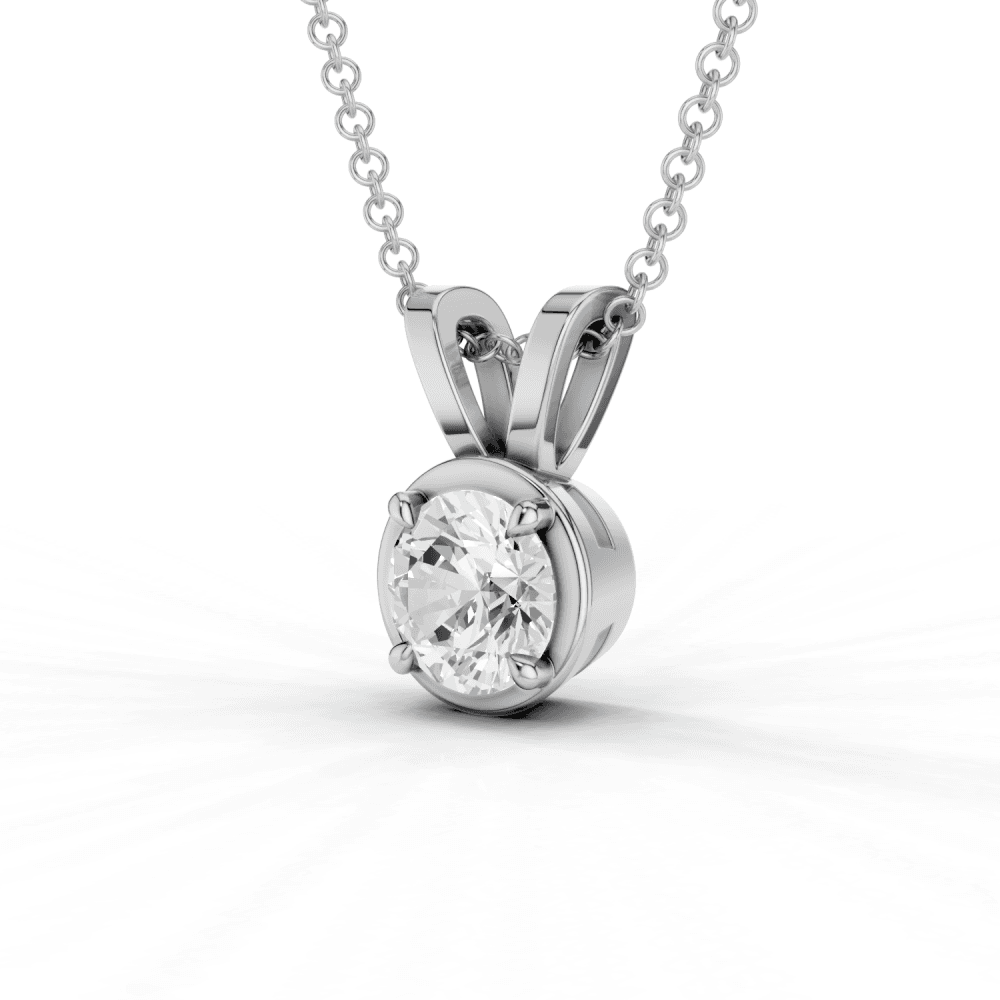 Round Cut Diamond 4 Claw Bezel Pendant Necklace