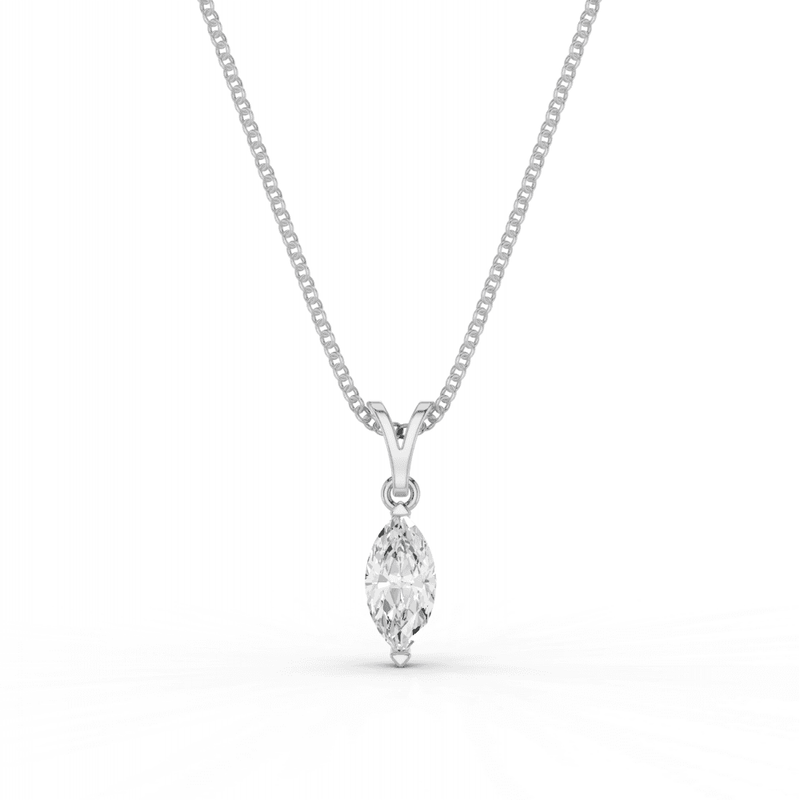 Marquise Cut Diamond Solitaire Pendant Necklace