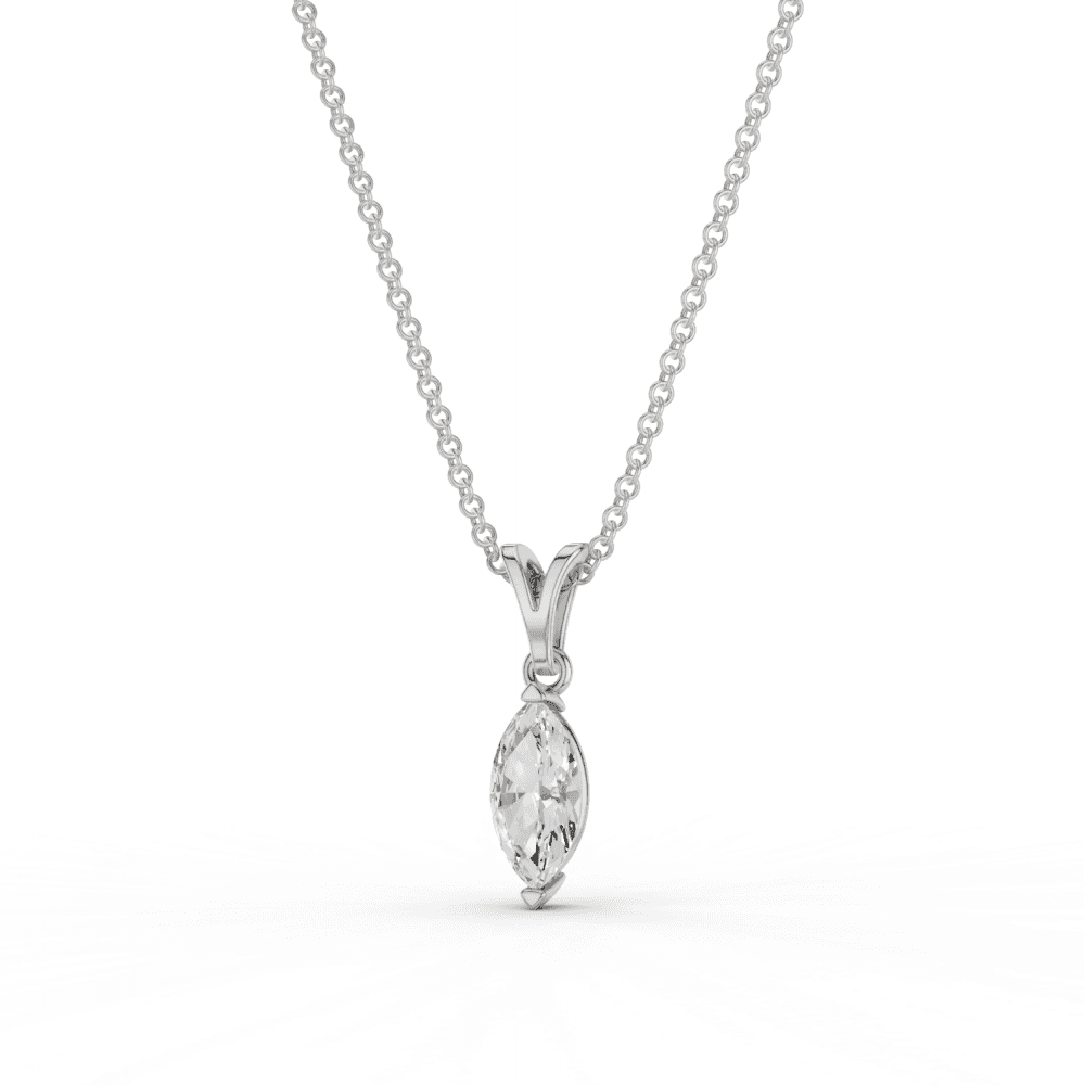 Marquise Cut Diamond Solitaire Pendant Necklace