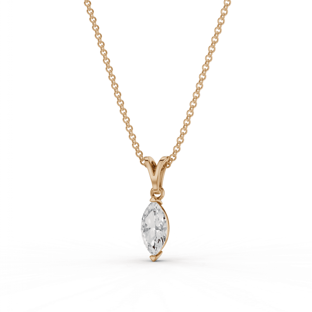 Marquise Cut Diamond Solitaire Pendant Necklace