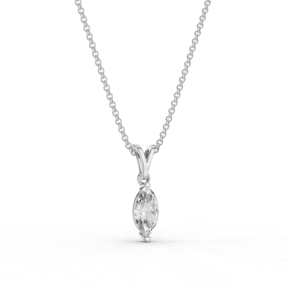 Marquise Cut Diamond Solitaire Pendant Necklace