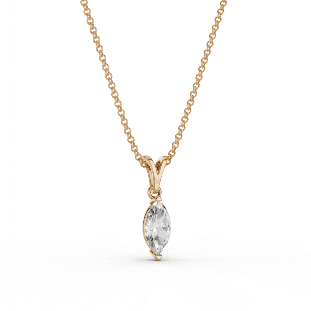 Marquise Cut Diamond Solitaire Pendant Necklace