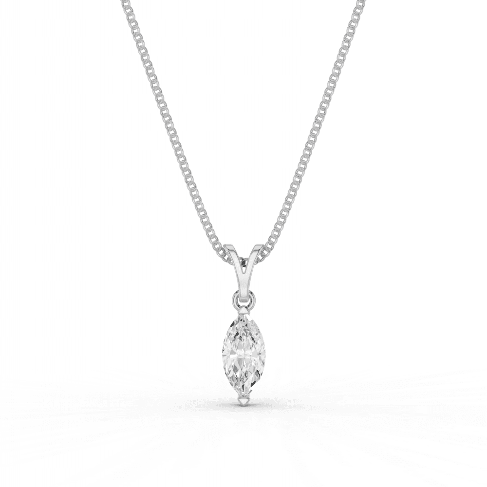 Marquise Cut Diamond Solitaire Pendant Necklace