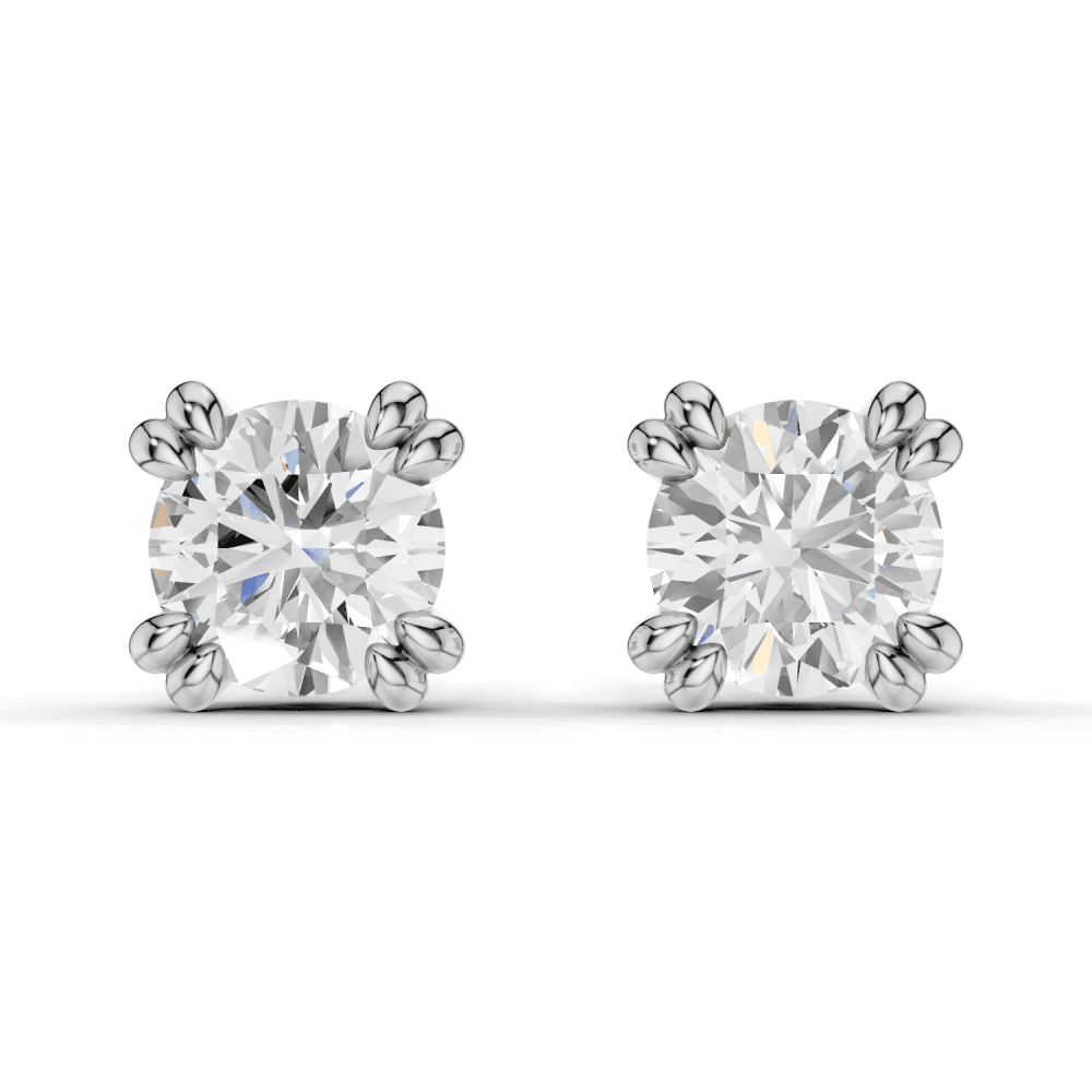 Round 8 Claw Diamond Stud Earrings