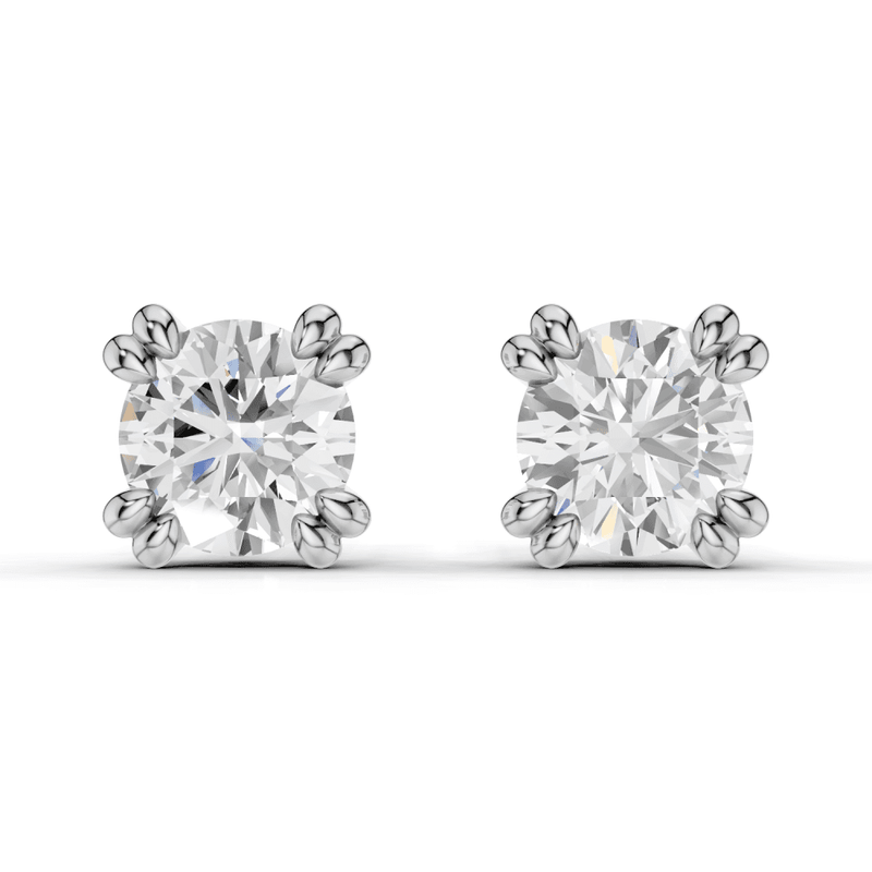 Round 8 Claw Diamond Stud Earrings