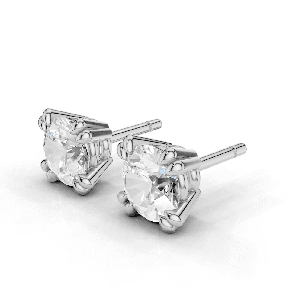Round 8 Claw Diamond Stud Earrings