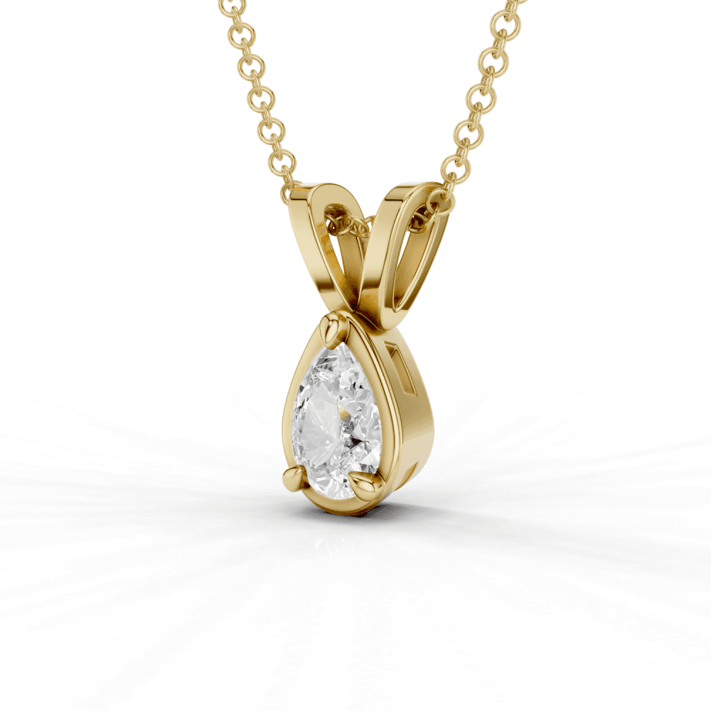 Pear Cut Diamond 4 Claw Bezel Pendant Necklace