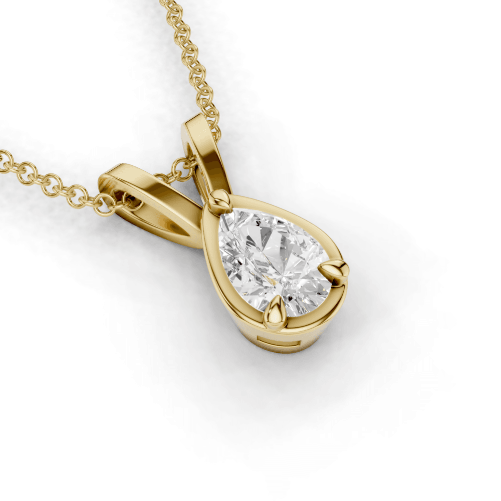 Pear Cut Diamond 4 Claw Bezel Pendant Necklace