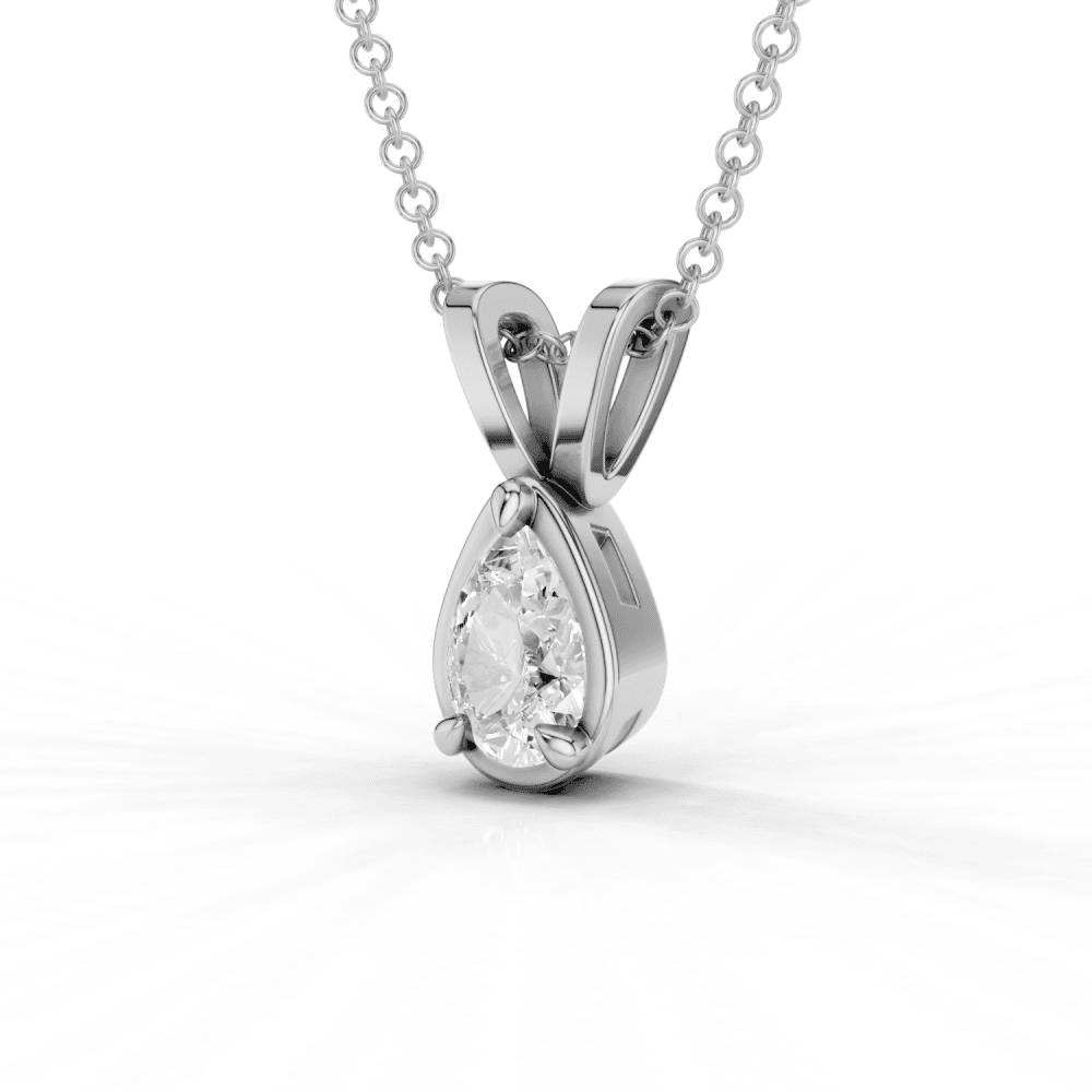 Pear Cut Diamond 4 Claw Bezel Pendant Necklace
