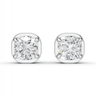 Cushion Cut Diamond 4 Claw Bezel Stud Earrings
