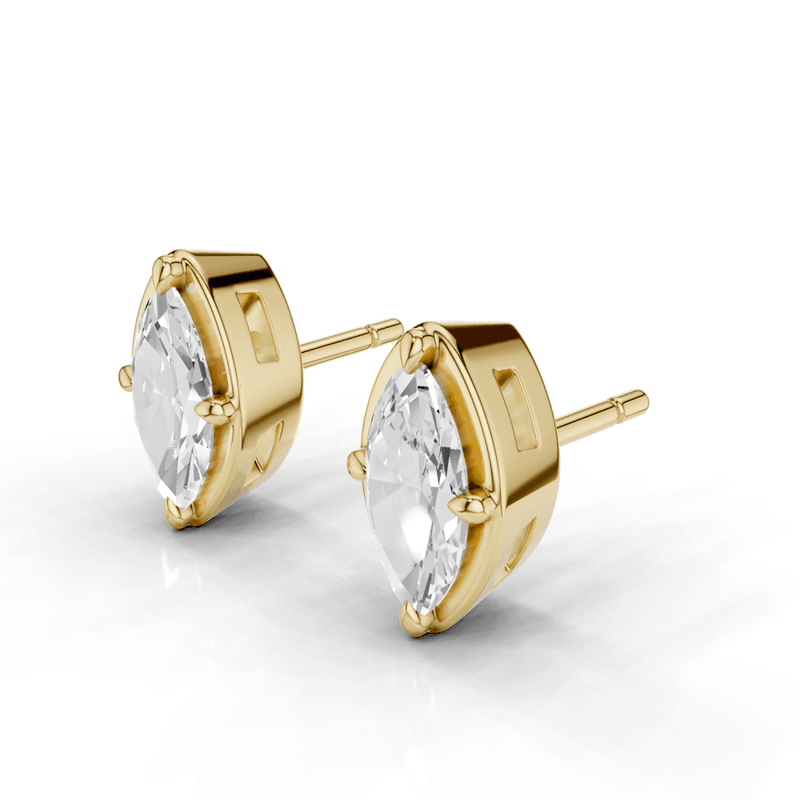 Marquise Cut Diamond 4 Claw Bezel Stud Earrings