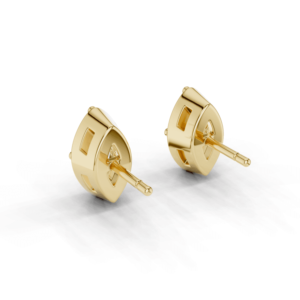 Marquise Cut Diamond 4 Claw Bezel Stud Earrings
