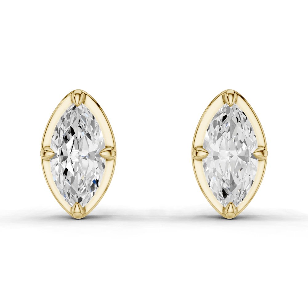 Marquise Cut Diamond 4 Claw Bezel Stud Earrings