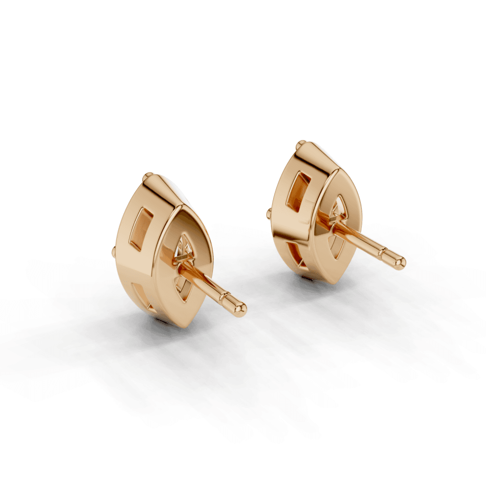 Marquise Cut Diamond 4 Claw Bezel Stud Earrings