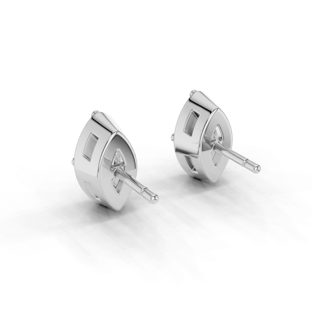 Marquise Cut Diamond 4 Claw Bezel Stud Earrings