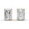 Emerald Cut Diamond 4 Claw Stud Earrings