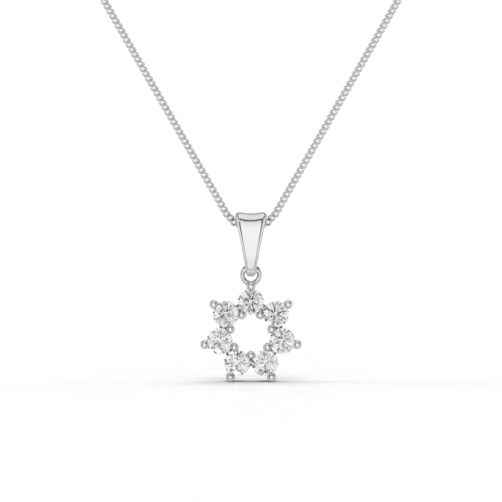 7 Stone Diamond Circle Pendant Necklace