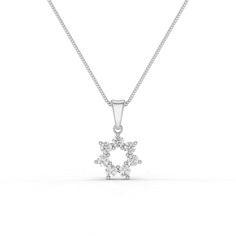 7 Stone Diamond Circle Pendant Necklace