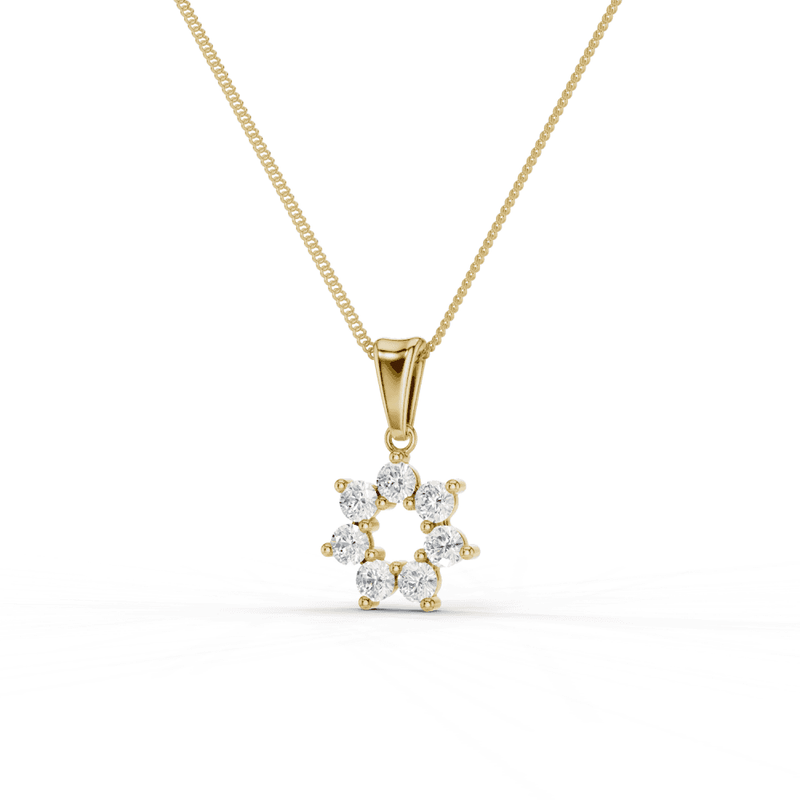 7 Stone Diamond Circle Pendant Necklace