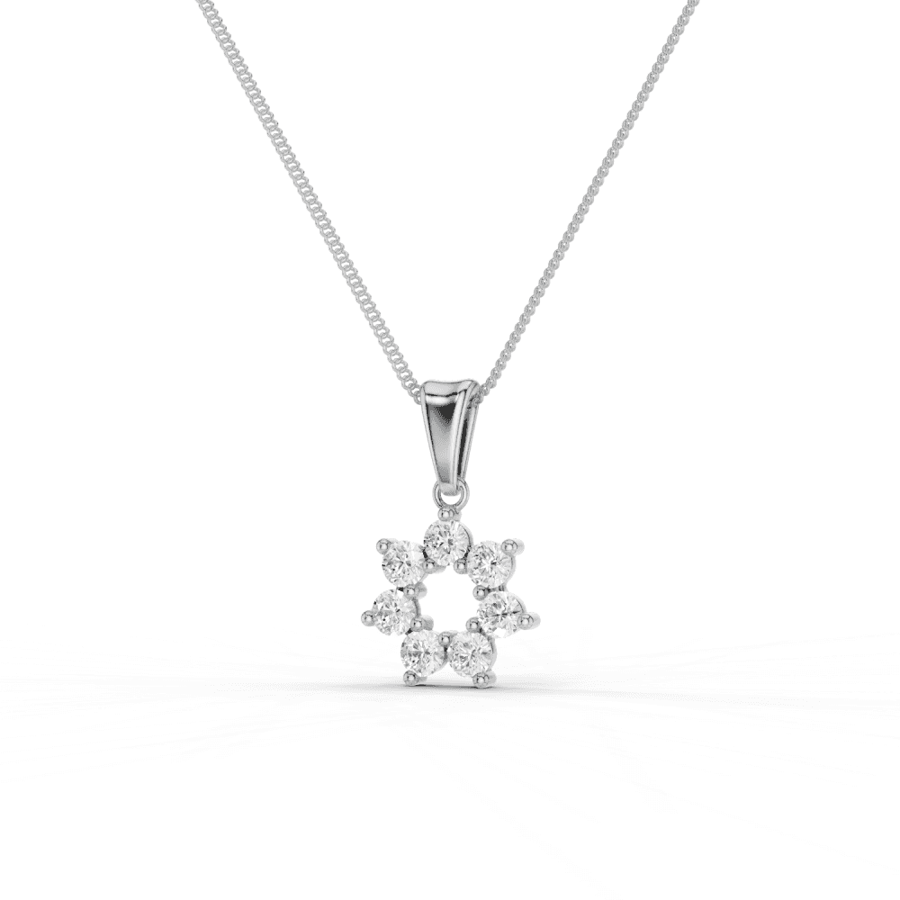 7 Stone Diamond Circle Pendant Necklace