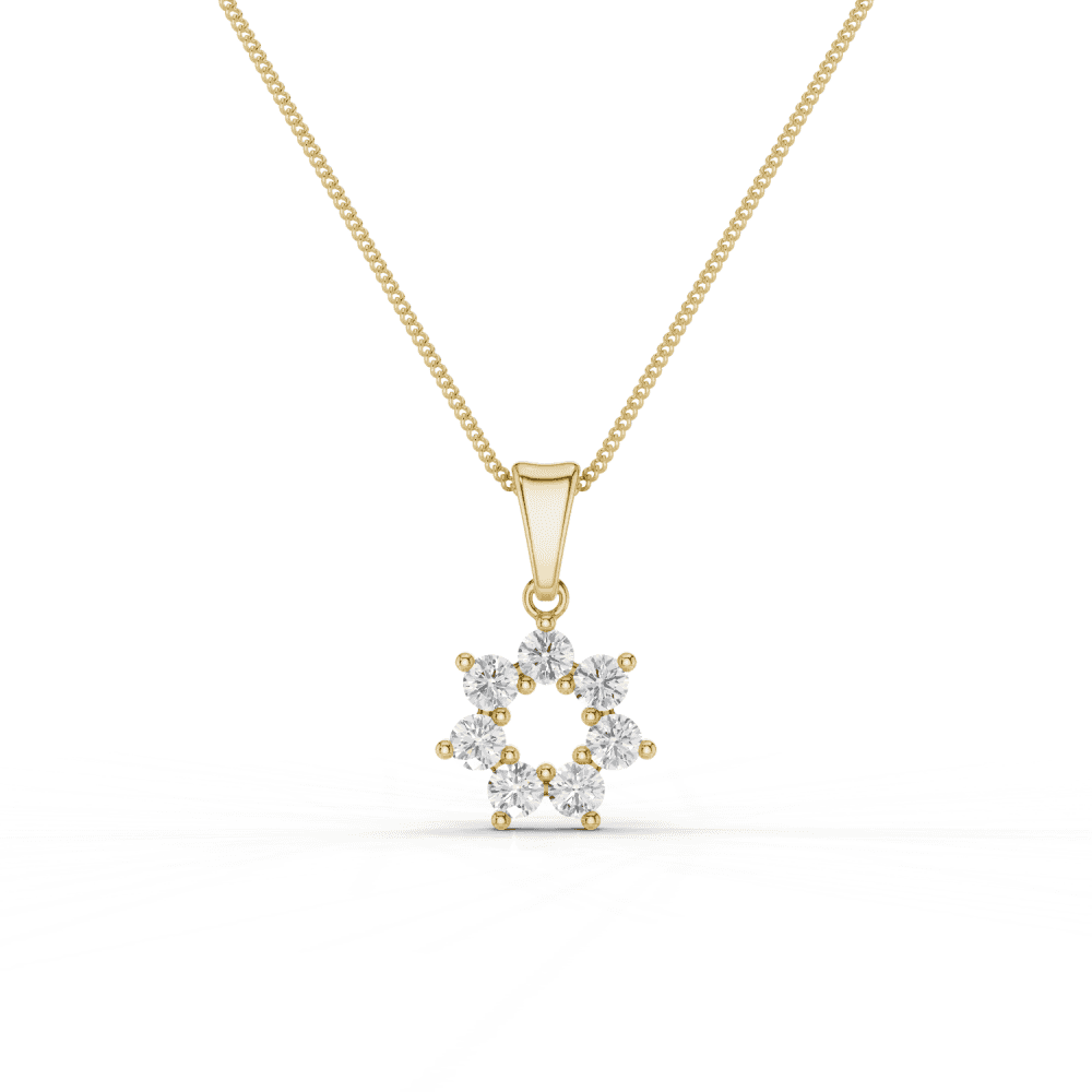 7 Stone Diamond Circle Pendant Necklace