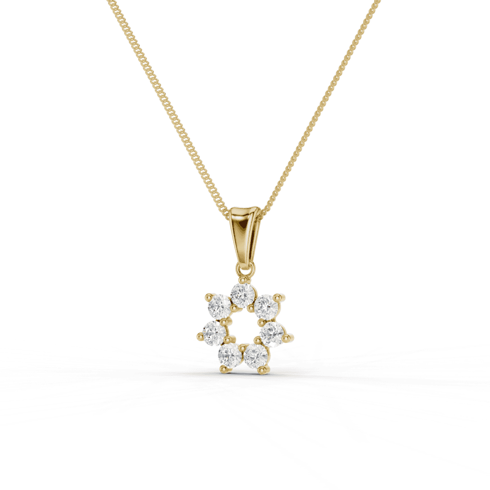 7 Stone Diamond Circle Pendant Necklace