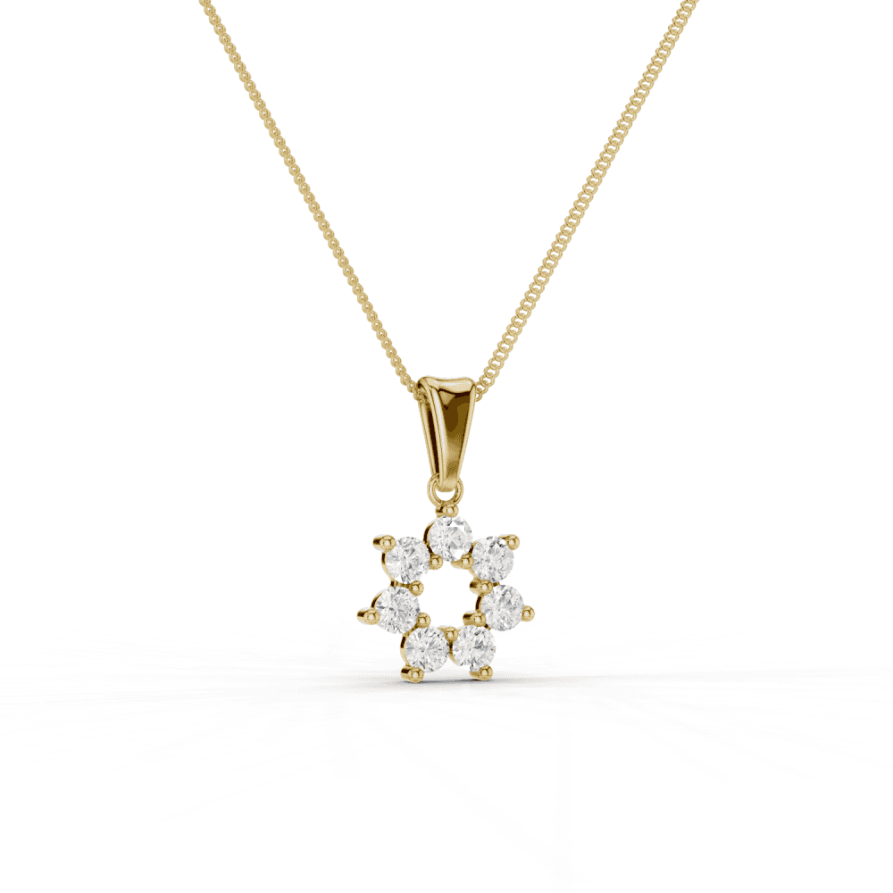7 Stone Diamond Circle Pendant Necklace