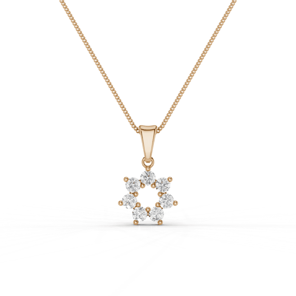 7 Stone Diamond Circle Pendant Necklace