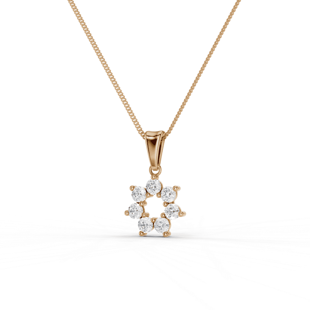 7 Stone Diamond Circle Pendant Necklace