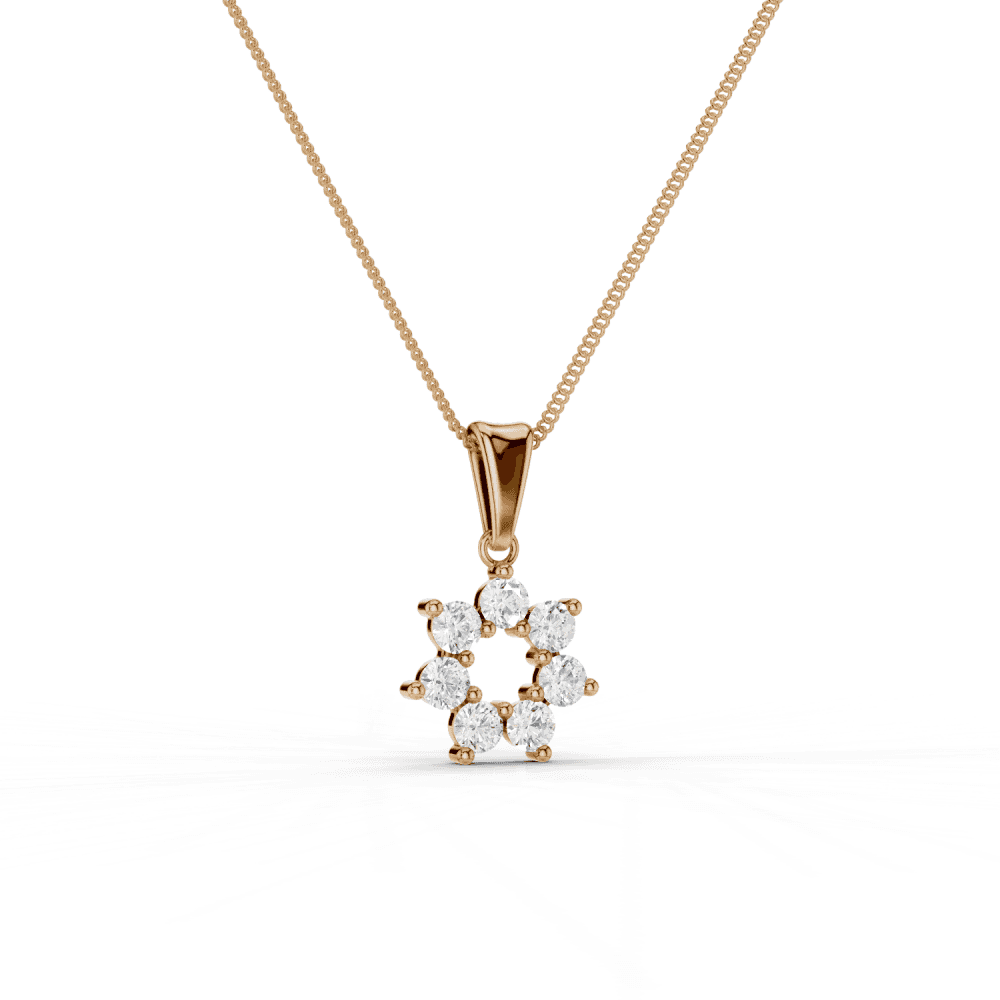 7 Stone Diamond Circle Pendant Necklace