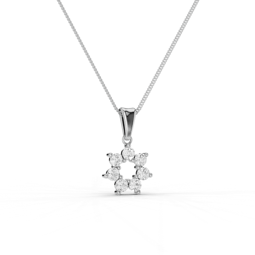 7 Stone Diamond Circle Pendant Necklace