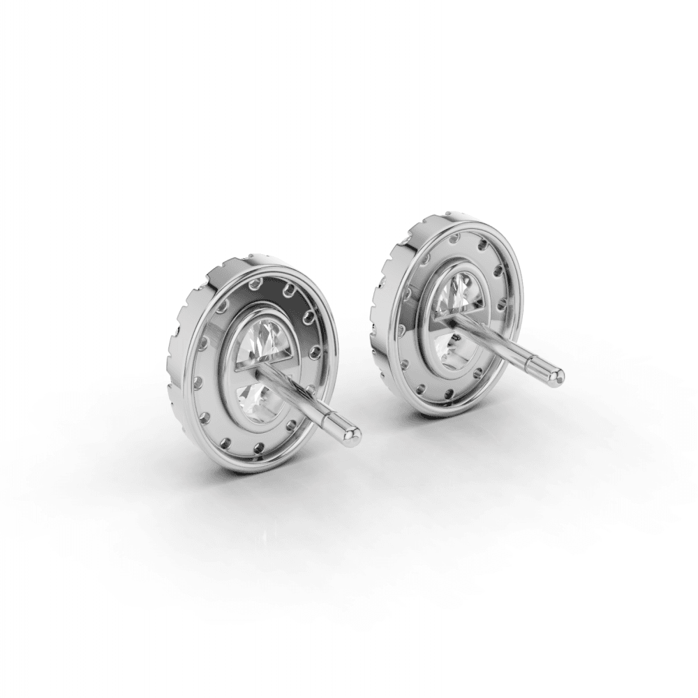 Oval Cut Diamond Halo Stud Earrings