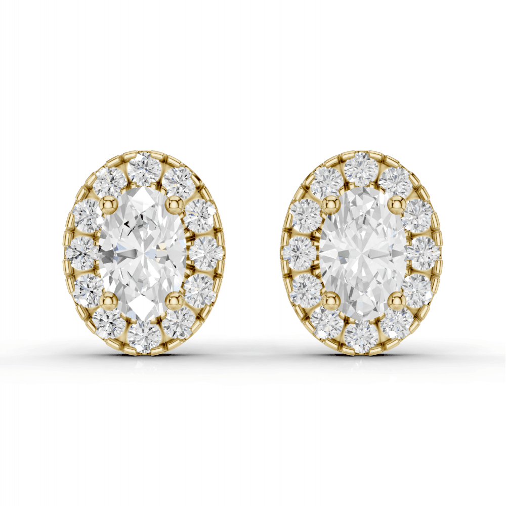 Oval Cut Diamond Halo Stud Earrings