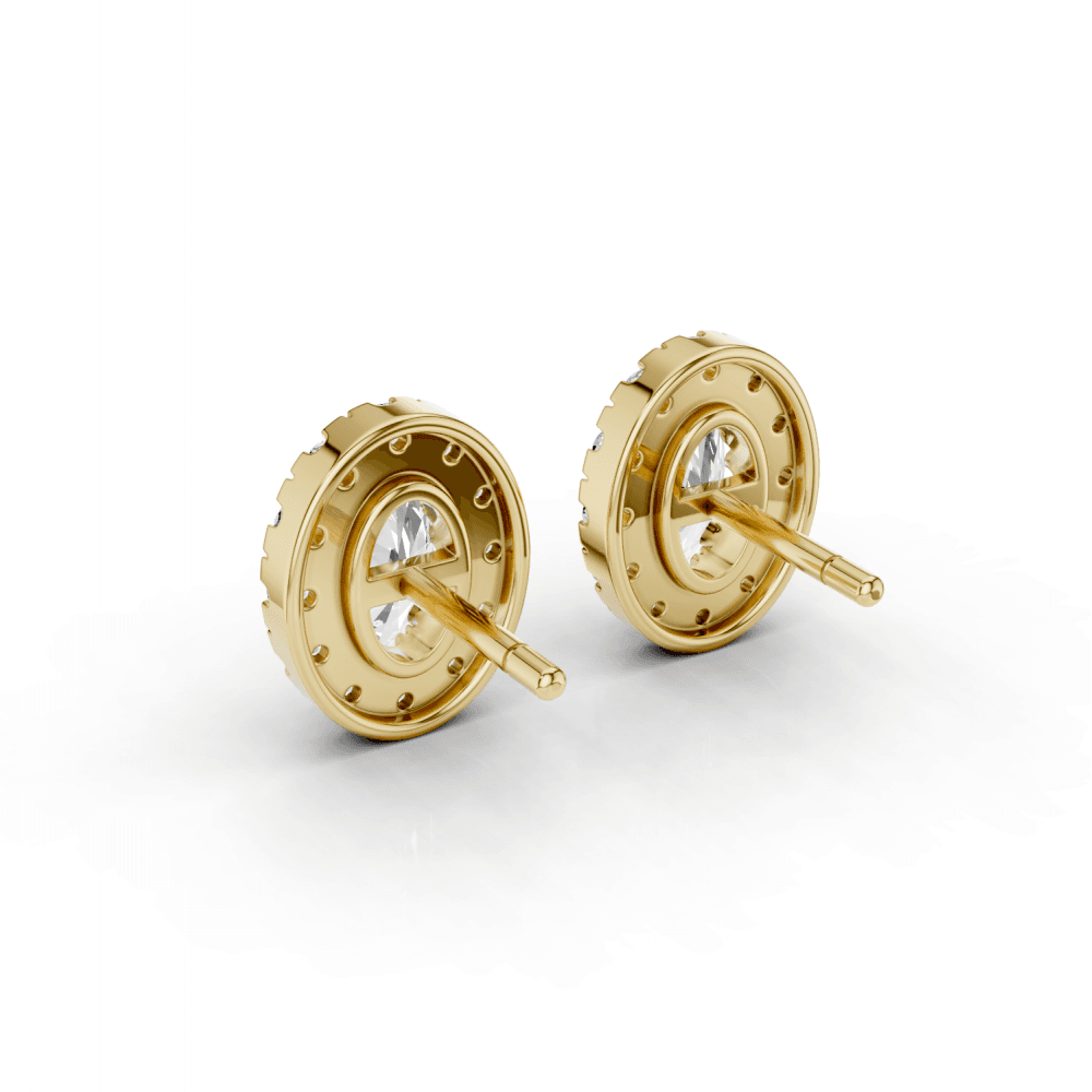 Oval Cut Diamond Halo Stud Earrings