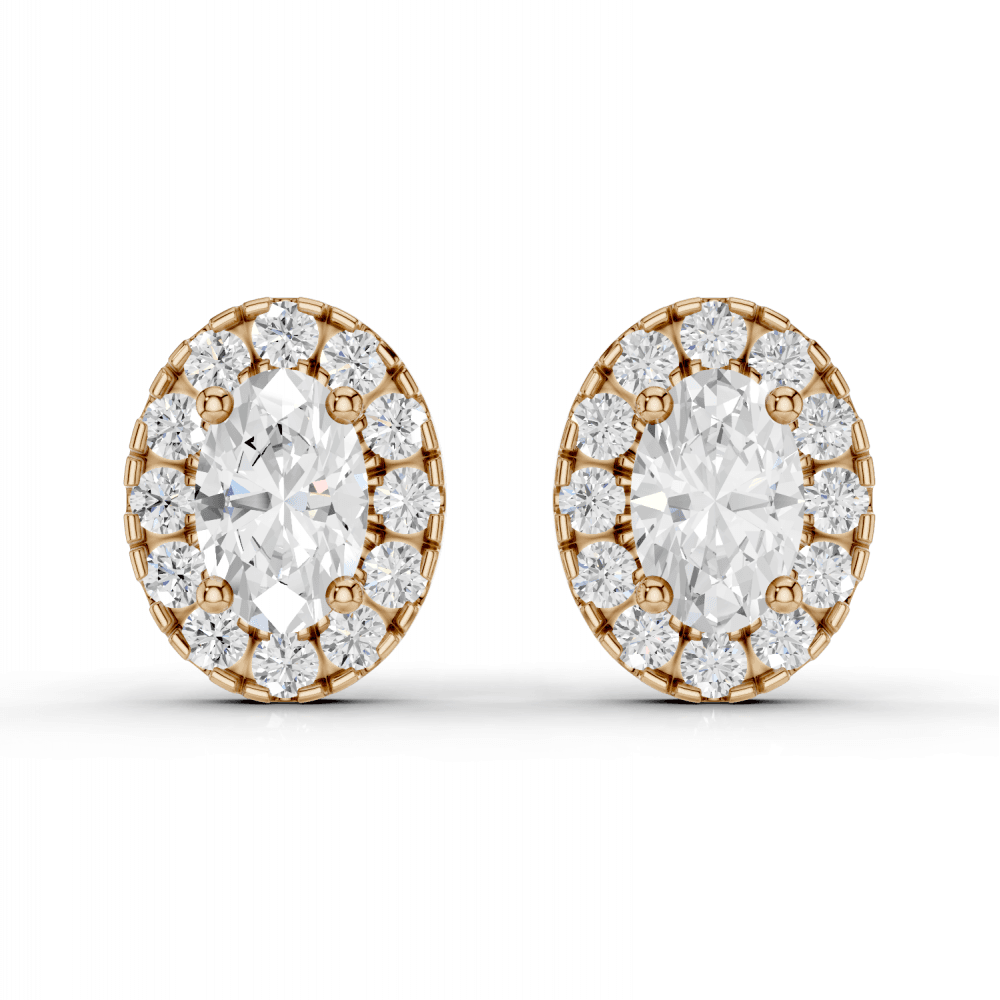 Oval Cut Diamond Halo Stud Earrings