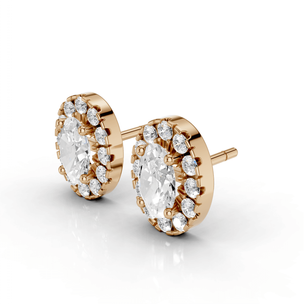 Oval Cut Diamond Halo Stud Earrings