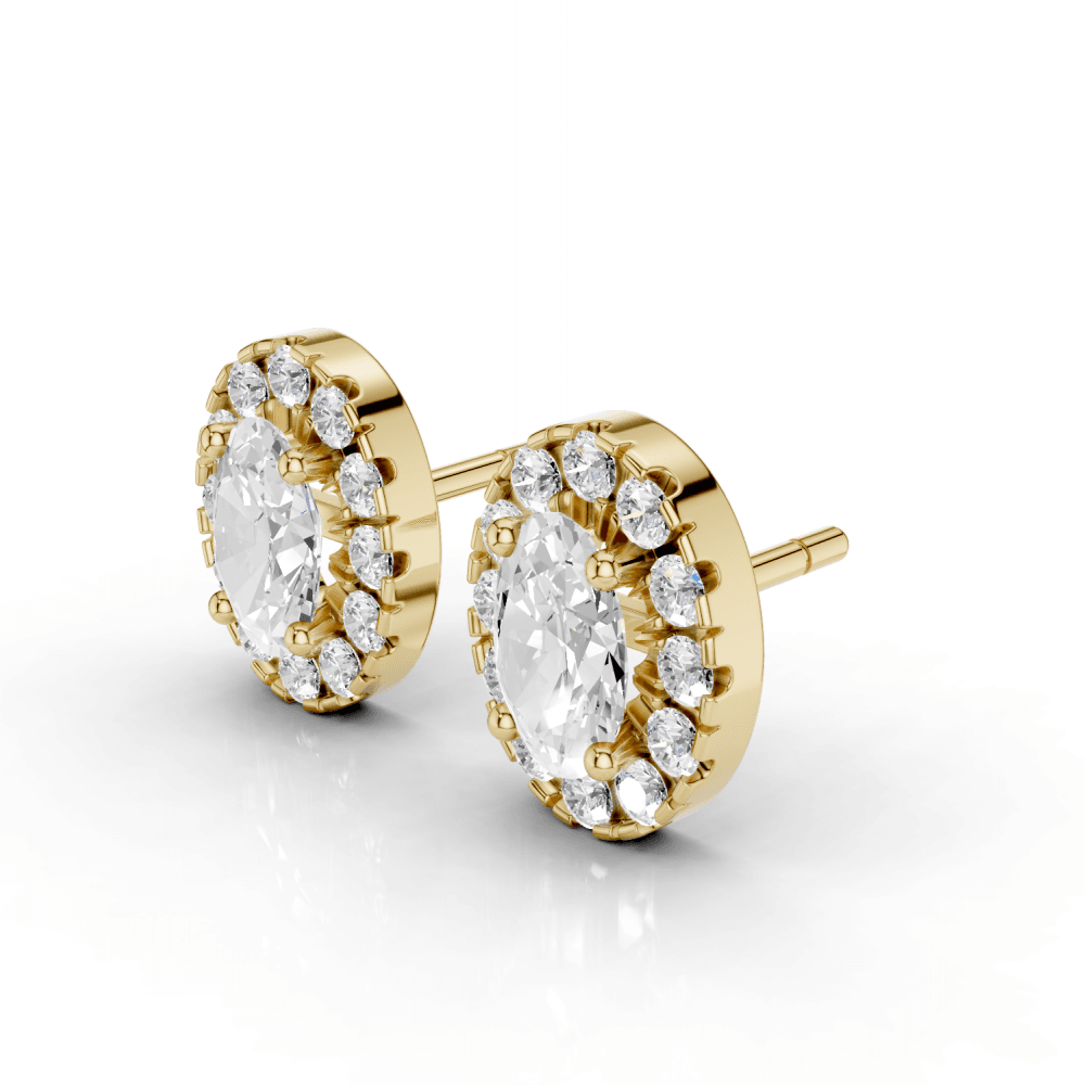 Oval Cut Diamond Halo Stud Earrings