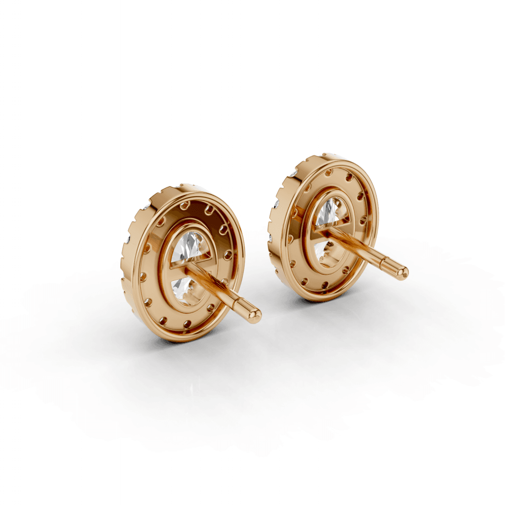 Oval Cut Diamond Halo Stud Earrings