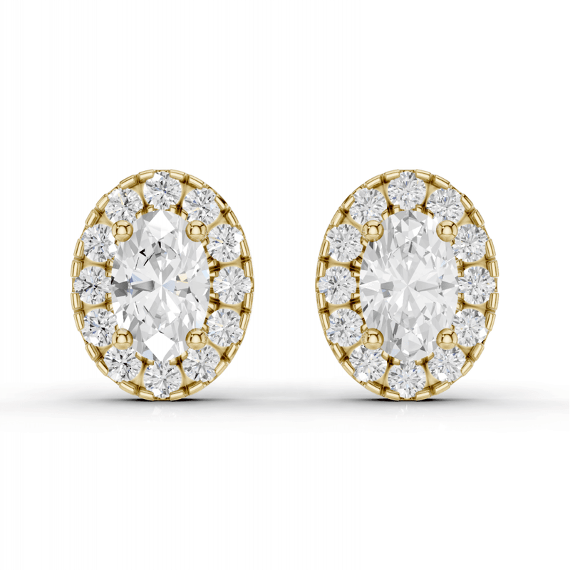 Oval Cut Diamond Halo Stud Earrings